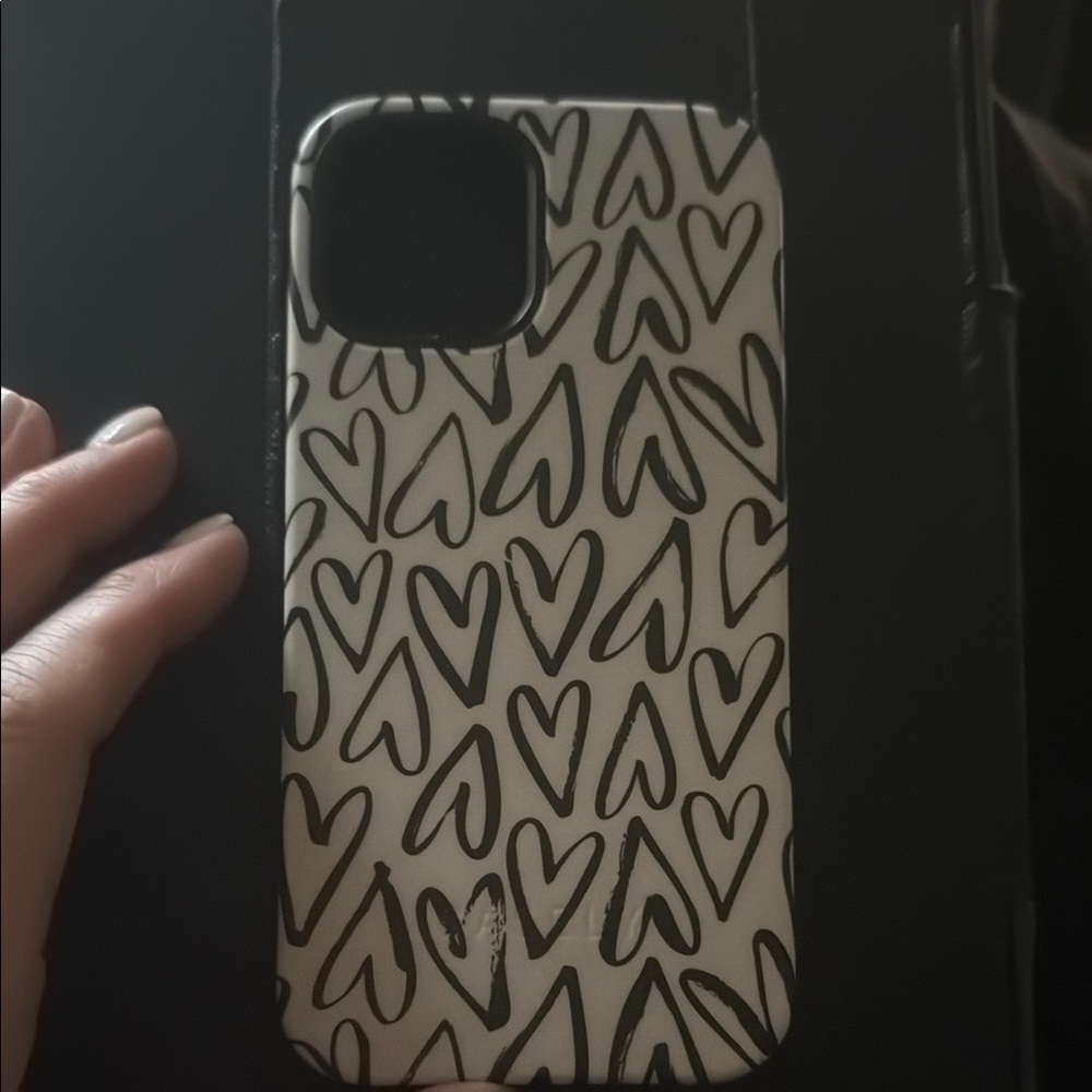 Casely iPhone 12 Pro Case with a Black and White Heart Pattern